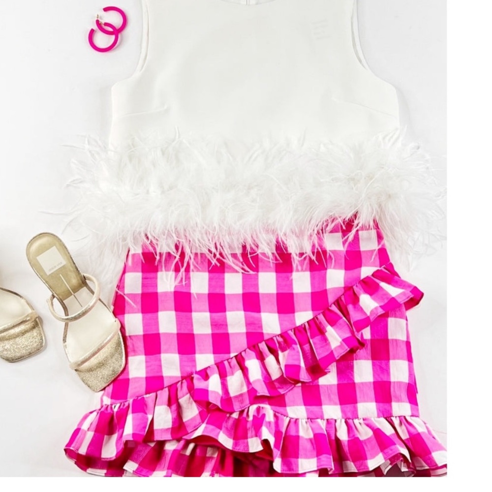Hot pink check skort